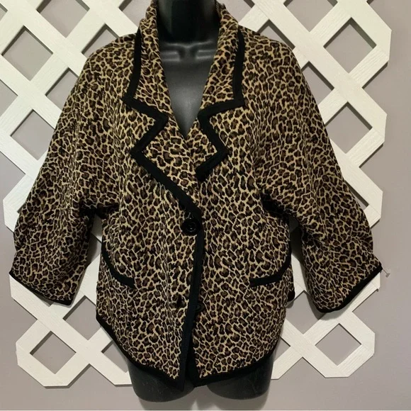 NINE WEST leopard print cardigan jackets - Picture 3 of 6